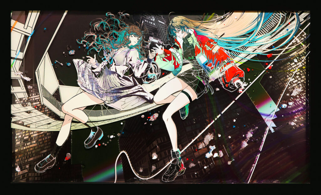 Contemporary artwork by Shoko Hirose featuring a sleeping girl drifting through surreal layered imagery and luminous abstract textures