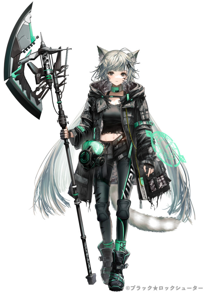 Good Smile Company / G2 Studios『ブラック★ロックシューター FRAGMENT』★5 フーリンの通常イラスト。ひろせがイラスト、衣装・武器デザインを担当。