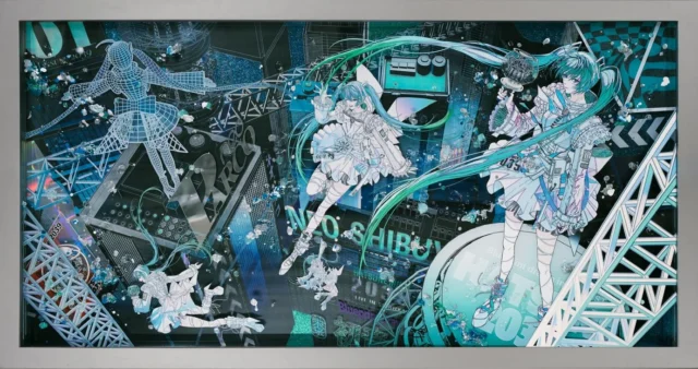 Blueprint of the Future Live [Hatsune Miku Live in Shibuya 2039]
制作年：2023-4年
サイズ：95.5x 181.0 x7.0(cm)
素材 ：アクリル板×3,塩ビ板×1,UV印刷,レーザーカットアクリル板,UV樹脂,アクリル,オリジナル額縁

こちらの作品は2024年に開催されたART OF MIKU(@artofmiku )にて描かせていただいた作品になります。
2039年未來の渋谷で行われる初音ミクのライブをテーマに制作しました。
カンディハウス様(@condehouse_official )にアートチェアにしていただいているので、こちらもご興味がございましたらご覧いただけますと幸いです。

━━━━━━━━━━━━━━
Blueprint of the Future Live [Hatsune Miku Live in Shibuya 2039]
Year of Production: 2023-2024
Size: 95.5 x 181.0 x 7.0 (cm)
Materials: 3 x Acrylic sheets, 1 x PVC sheet, UV printing, laser-cut acrylic sheet, UV resin, acrylic, original frame

This artwork was created for ART OF MIKU held in 2024.

It was created with the theme of a Hatsune Miku live concert to be held in Shibuya in the future of 2039.
It has also been made into an art chair by Conde House, so if you are interested, please take a look at that as well.

━━━━━━━━━━━━━━
#アート #art #contemporaryart #現代美術 #初音ミク