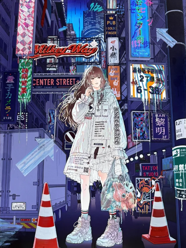 [Shibuya in 2126] A Future That Never “Stabilized”

Size: 652 × 910 × 25 mm 
Materials:Canvas,UV Print,Oil Painting
2026

5/22(金)〜6/4(木)にSHIBUYA XXIにて開催される、tagboat様(@gallerytagboat )主催「ART 渋谷派 Vol.3 DIGITAL JAM」出展作品です。

デジタルで制作したイメージを油彩が侵食しているような作品となっております！質感が混在していて不思議な作品なので、ぜひ会場で実物をご覧いただけますと嬉しいです。

※作品は展示会場・オンラインにてご購入いただけます。

https://www.tagboat.com/products/list.php?author_id=1004920

━━━━━━━━━━━━━━

[Shibuya in 2126] A Future That Never “Stabilized”

Size: 652 × 910 × 25 mm
Materials: Canvas, UV Print, Oil Painting
2026

This is an exhibit for "ART Shibuya-ha Vol.3 DIGITAL JAM," hosted by tagboat (@gallerytagboat), held at SHIBUYA XXI from May 22nd (Fri) to June 4th (Thu).

This piece features an image created digitally, seemingly invaded by oil paint! The textures are mixed, creating a unique and intriguing work; we hope you'll come and see it in person at the venue.

*The artwork is available for purchase at the exhibition venue and online.

https://www.tagboat.com/products/list.php?author_id=1004920

#contemporaryart
#mixedmediaartist
#contemporarypainting
#tokyoart
#artcollector