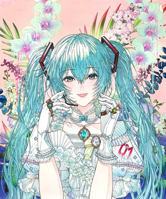 【お知らせ】

Whitestone Gallery Taipei様(@whitestonegallery_taipei )にて8/28(金)より開催される「ART OF MIKU -Taipei Exhibition-」Second Stage(@artofmiku )に展示予定のミクさんの作品です！🙏✨

A Garden in Fantasy [Phalaenopsis Orchid : MIKU]

Size: 727 × 606 × 30 mm
Materials: Canvas, oil paint, UV print
2026

胡蝶蘭の花言葉、「幸福が飛んでくる」をモチーフにした作品です🩵💫

油彩とデジタルイメージを複合した作品ですので、ぜひ会場にてご覧いただけますと嬉しいです！

今回も少しだけ制作過程も掲載しましたので、ご覧いただけますと幸いです…！🫣

また、こちらの作品は8/28(金)VIP DAYより先着順で販売予定です
販売に関するお問い合わせや、8/28以前のお問い合わせにつきましては、DMまたは、こちらのメールまでお気軽にご連絡ください🙇‍♂️

📩msohrs10011@gmail.com

▼公式サイトはこちら▼
https://artofmiku.com/exhibition/taipei_jp

【Announcement】

This is my artwork featuring MIKU, which will be exhibited in the Second Stage of “ART OF MIKU - Taipei Exhibition -” at Whitestone Gallery Taipei (@whitestonegallery_taipei), starting August 28 (Fri.)! 🙏✨

A Garden in Fantasy [Phalaenopsis Orchid : MIKU]

Size: 727 × 606 × 30 mm
Materials: Canvas, Oil Paint, UV Print
Year: 2026

This work is inspired by the symbolic meaning of the Phalaenopsis orchid: “happiness comes your way.” 🩵💫

By combining oil painting with digital imagery, I explore the relationship between physical painting and contemporary digital expression. I would be very happy if you could see the work in person at the exhibition!

I have also included a few images showing the creation process—I hope you enjoy taking a look! 🫣

This artwork will be available for purchase on a first-come, first-served basis starting on VIP DAY, August 28 (Fri.).

If you have any inquiries regarding the purchase of this artwork, or if you would like to inquire before August 28, please feel free to contact me via DM or email. 🙇‍♂️

📩 msohrs10011@gmail.com

▼Official Website▼
https://artofmiku.com/exhibition/taipei_jp

#初音ミク
#VOCALOID
#HatsuneMiku
#OilPainting
#contemporaryart